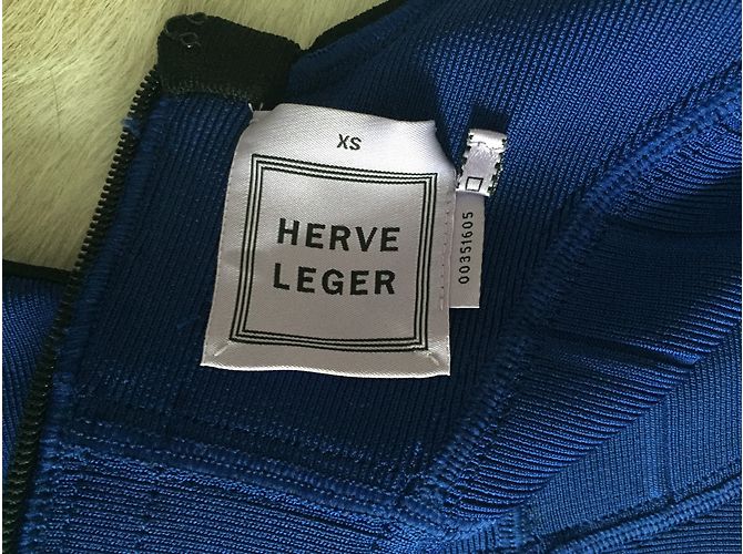 Herve Leger Kleid Schwarz Blau Viskose Polyamid XS - Ansicht 3
