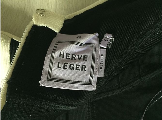 Herve Leger Kleid Schwarz Beige Viskose Polyamid XS - Ansicht 3