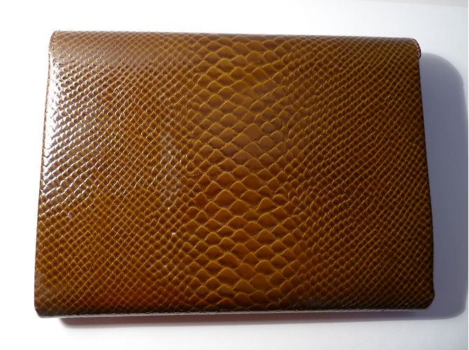 Pochette Christian Dior en peau de python caramel - vue 3