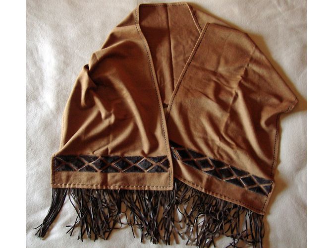 Autre Marque Sciarpa in lana e cashmere marrone con motivi geometrici - vista 3
