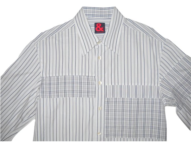 Camicia D&G in cotone grigia a righe e quadretti Grigio - vista 2