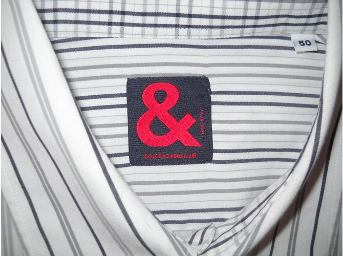 Camicia D&G in cotone grigia a righe e quadretti Grigio - vista 5