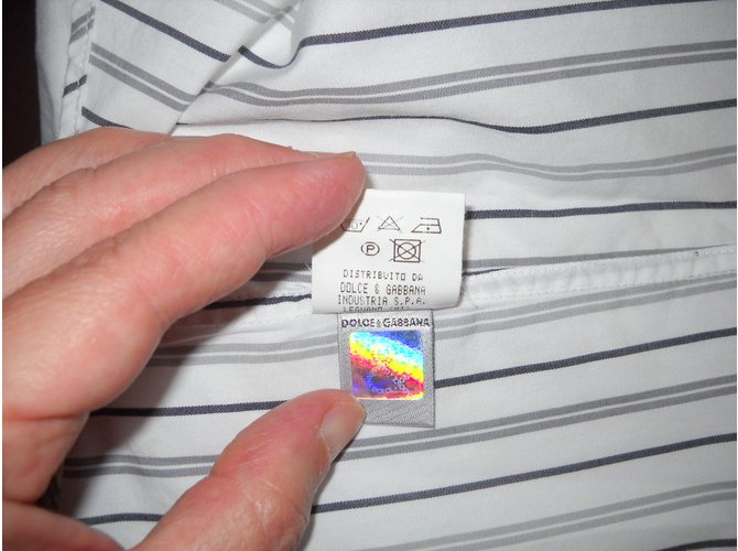 Camicia D&G in cotone grigia a righe e quadretti Grigio - vista 7