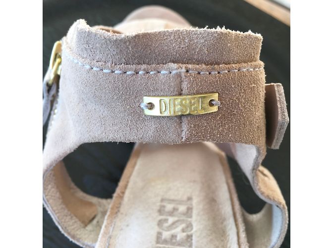 Sandali Diesel in pelle scamosciata beige con tacco 12 cm - vista 6