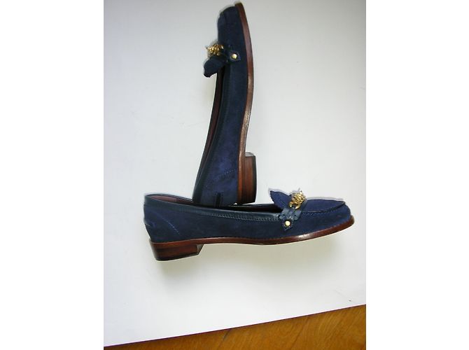 Marc by Marc Jacobs Ballerine Blu in Pelle Scamosciata - vista 3