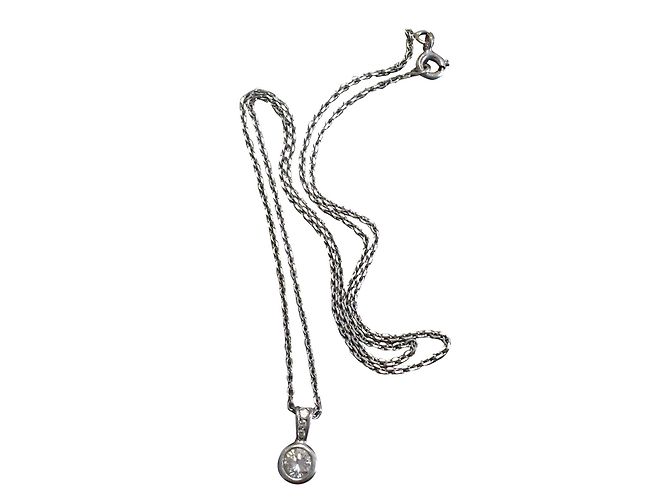 Autre Marque Pendente e Catena in Diamanti in Oro Bianco Argento - vista 2