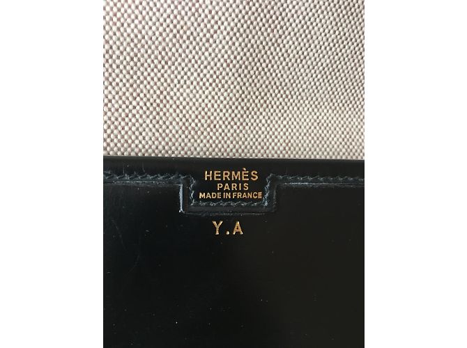 Clutch Hermès Jige in pelle nera Nero - vista 3