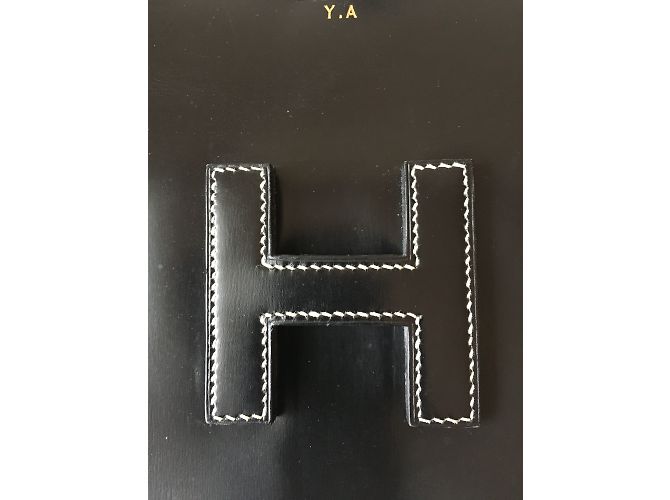 Clutch Hermès Jige in pelle nera Nero - vista 4