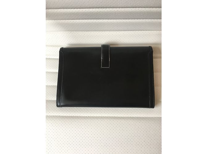 Clutch Hermès Jige in pelle nera Nero - vista 5