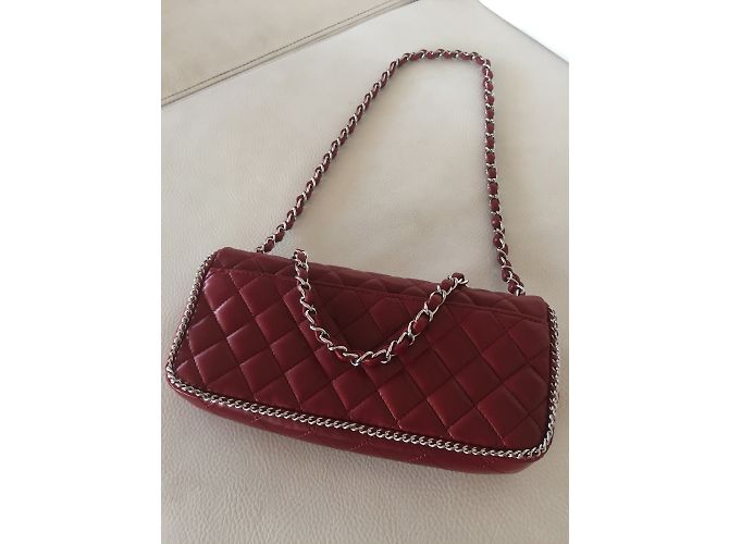 Borsa Chanel Timeless Chain Around in pelle d'agnello rossa Rosso - vista 5