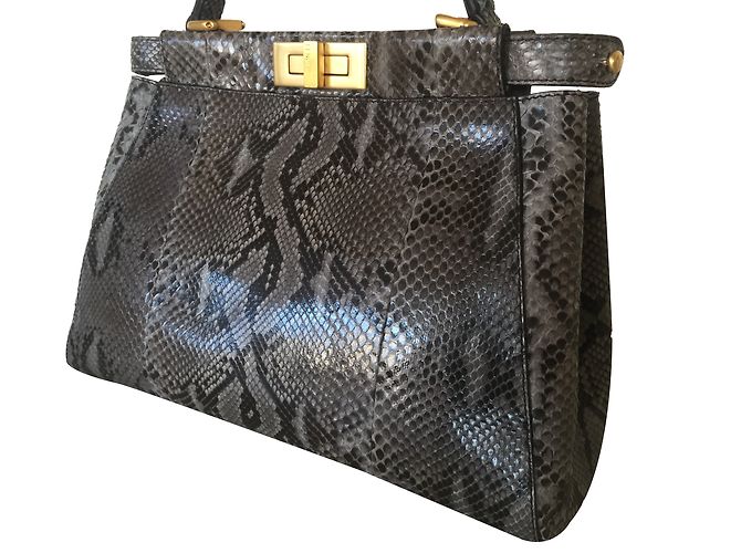 Sac à main Fendi Peekaboo Medium Python Noir Gris Multicolore - vue 2