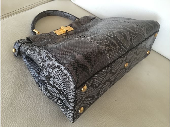 Sac à main Fendi Peekaboo Medium Python Noir Gris Multicolore - vue 4