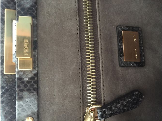 Sac à main Fendi Peekaboo Medium Python Noir Gris Multicolore - vue 5