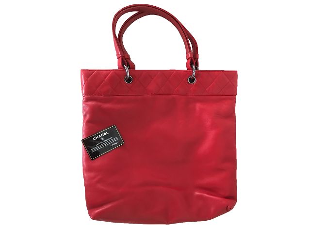 Borsa Shopping Chanel in pelle d'agnello rossa Rosso - vista 2