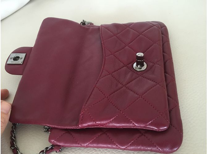 Pochette Chanel Timeless in pelle d'agnello bordeaux Rosso Bordò - vista 4