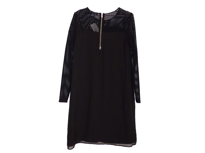 One Step Schwarzes Seidenkleid Größe 40 - Ansicht 2