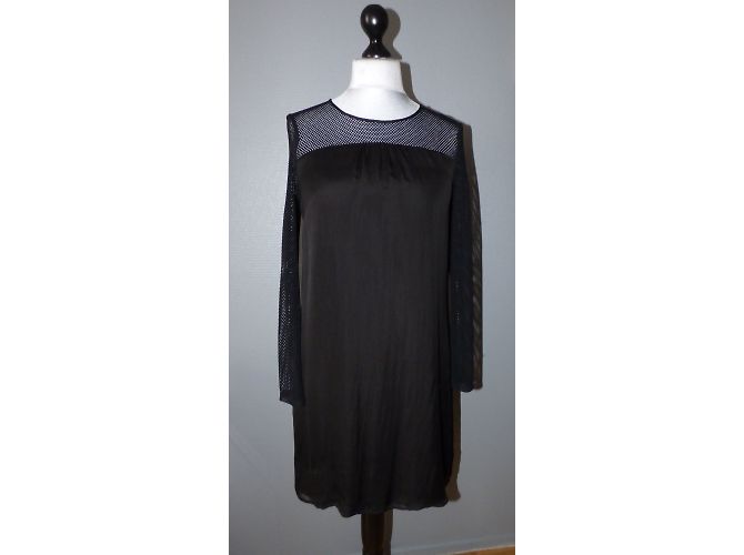 One Step Schwarzes Seidenkleid Größe 40 - Ansicht 3