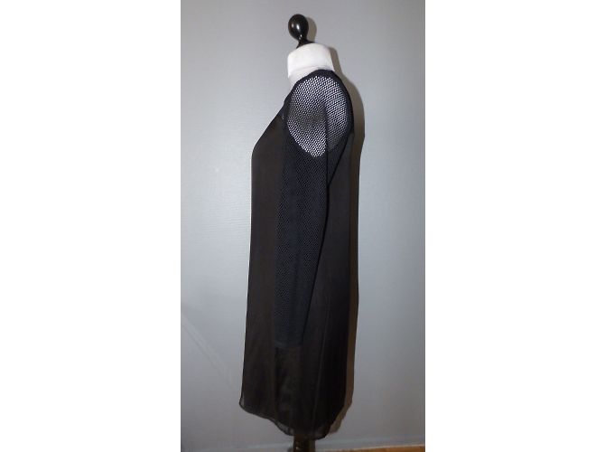 One Step Schwarzes Seidenkleid Größe 40 - Ansicht 4