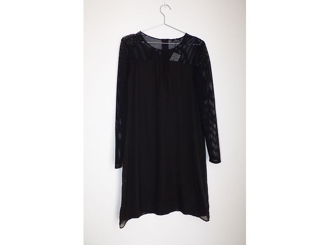 One Step Schwarzes Seidenkleid Größe 40 - Ansicht 6