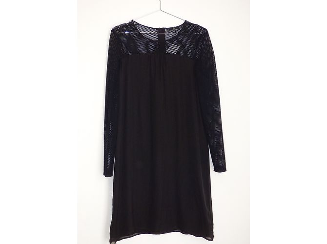 One Step Schwarzes Seidenkleid Größe 40 - Ansicht 7