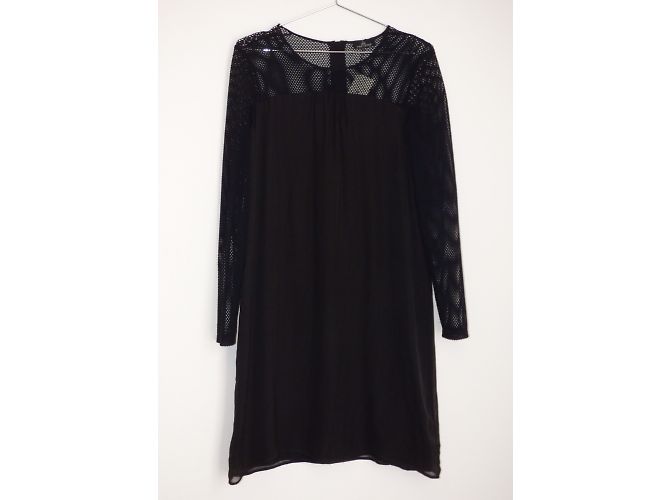 One Step Schwarzes Seidenkleid Größe 40 - Ansicht 8