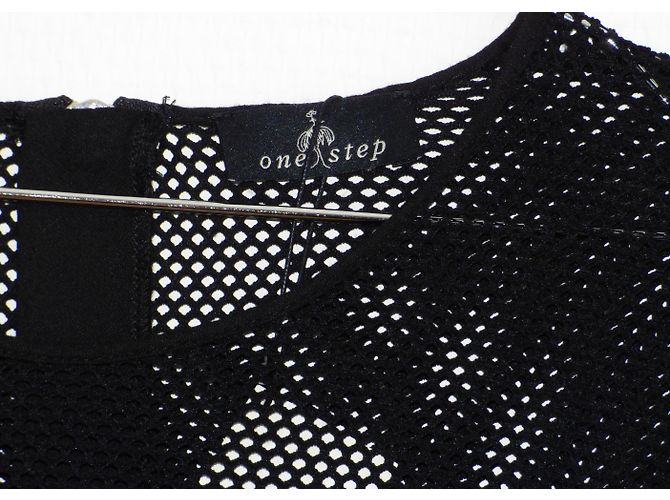 One Step Schwarzes Seidenkleid Größe 40 - Ansicht 9