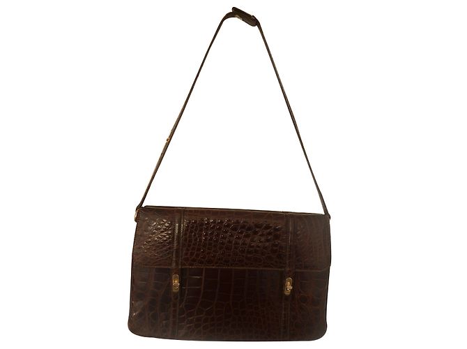Borsa a mano Lancel in pelle di coccodrillo marrone - vista 2