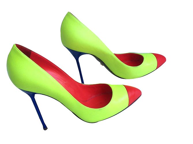 Décolleté Sergio Rossi in pelle giallo neon - vista 2