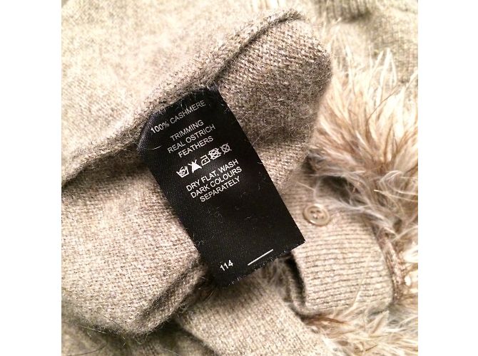 Autre Marque Twinset Statement taupe aus Kaschmir mit Straußenfedern - Ansicht 10