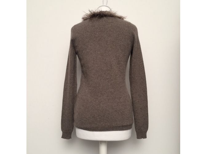 Autre Marque Twinset Statement taupe aus Kaschmir mit Straußenfedern - Ansicht 5