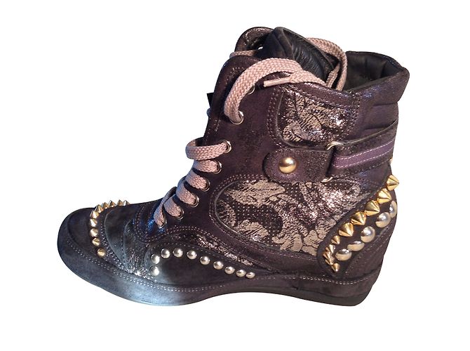 Sneakers Baldan in pelle grigie con tacco 7 cm Grigio - vista 2