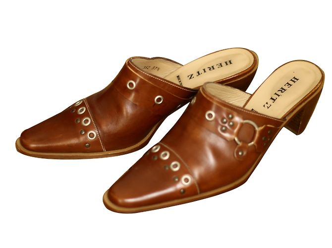 Autre Marque HERITZ Clogs Caramel Leather - view 2