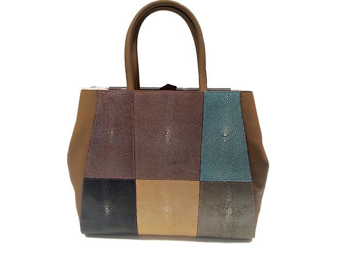 Borsa Fendi 2 jours in stingray taupe Stampa python - vista 2