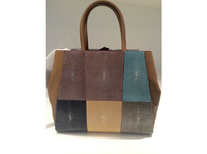 Borsa Fendi 2 jours in stingray taupe Stampa python - vista 9