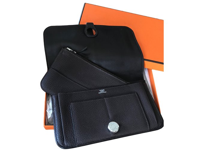 Hermès Billetera DOGO Chocolate - vista 2