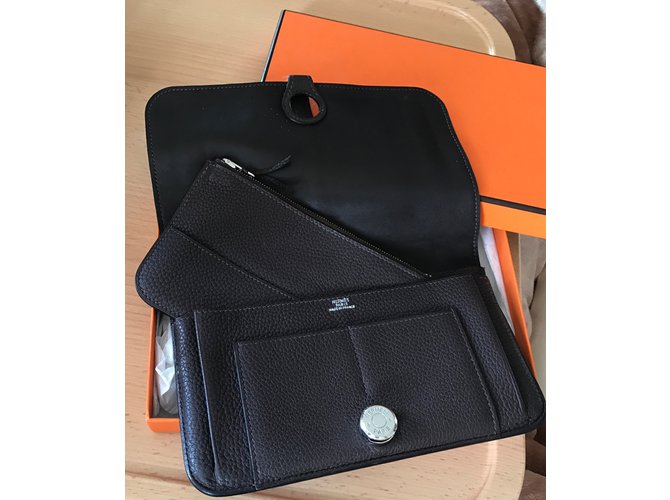 Hermès Billetera DOGO Chocolate - vista 8