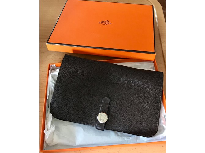 Hermès Billetera DOGO Chocolate - vista 9