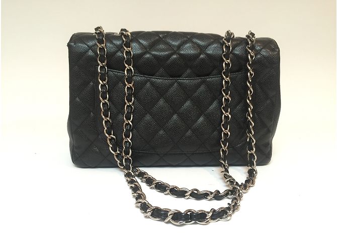 Timeless Chanel Jumbo Classic Caviar Handbag Nero - vista 8