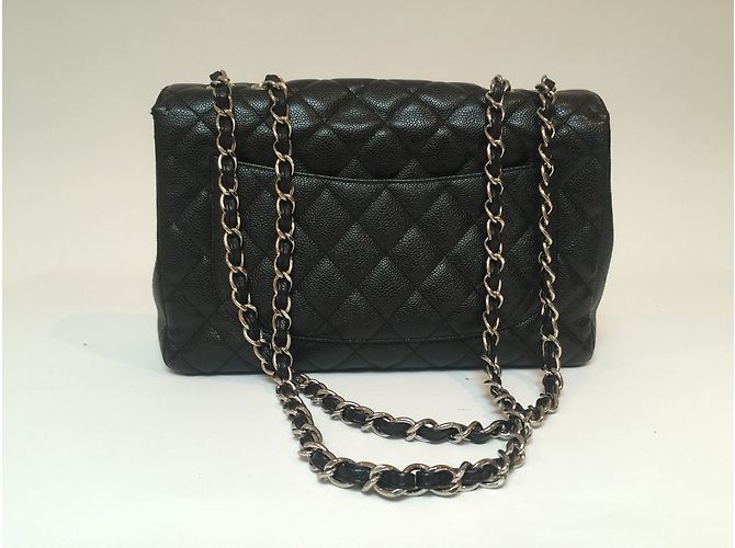 Timeless Chanel Jumbo Classic Caviar Handbag Nero - vista 9