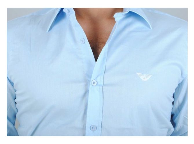 Emporio Armani camicia azzurra moda casual da uomo in nwt - vista 3