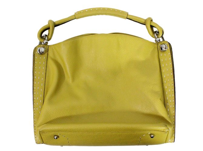 Borsa a mano Bcbg Max Azria in pelle gialla con cuciture bianche Giallo - vista 2