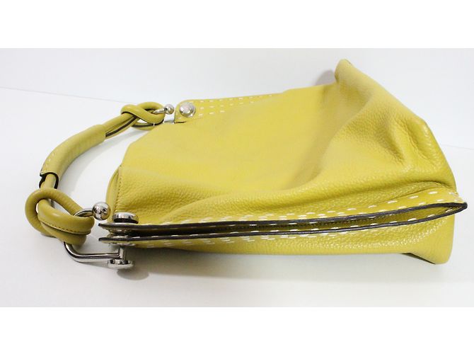 Borsa a mano Bcbg Max Azria in pelle gialla con cuciture bianche Giallo - vista 4
