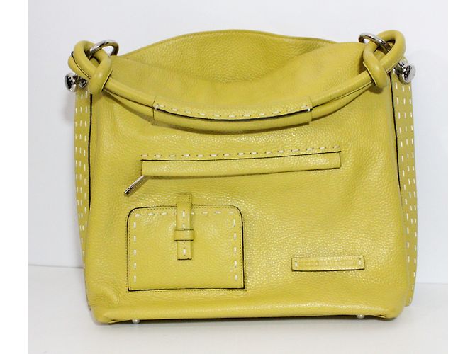 Borsa a mano Bcbg Max Azria in pelle gialla con cuciture bianche Giallo - vista 5