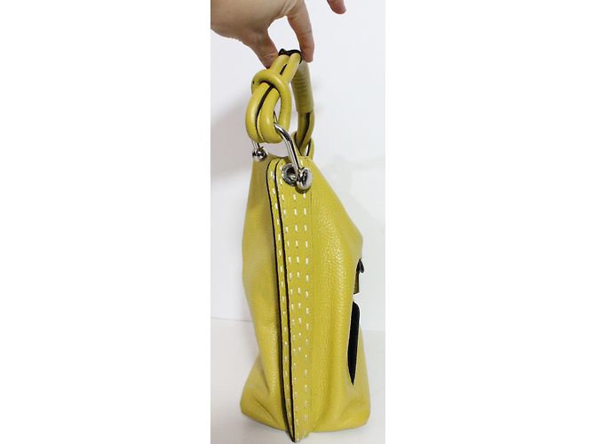 Borsa a mano Bcbg Max Azria in pelle gialla con cuciture bianche Giallo - vista 7