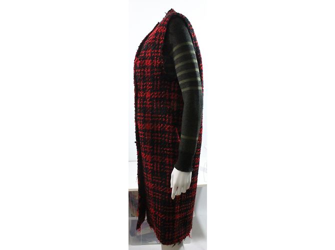 Marni Wool Check Coat Black Red - view 10
