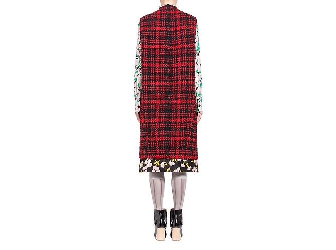 Marni Wool Check Coat Black Red - view 4