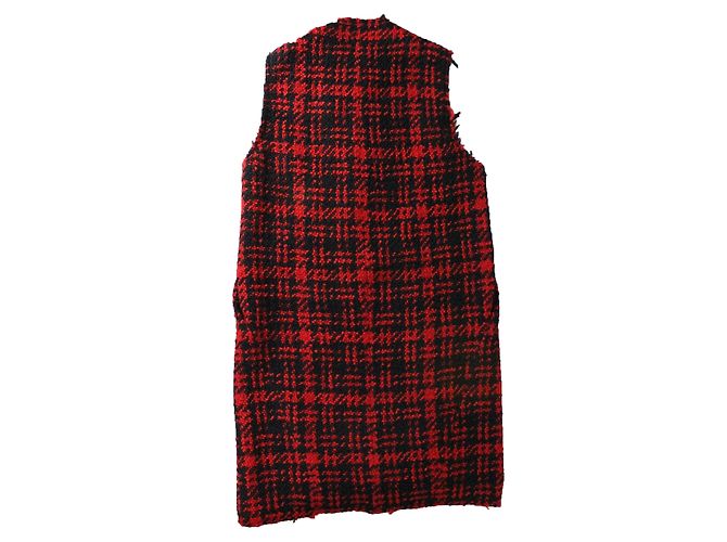 Marni Wool Check Coat Black Red - view 6
