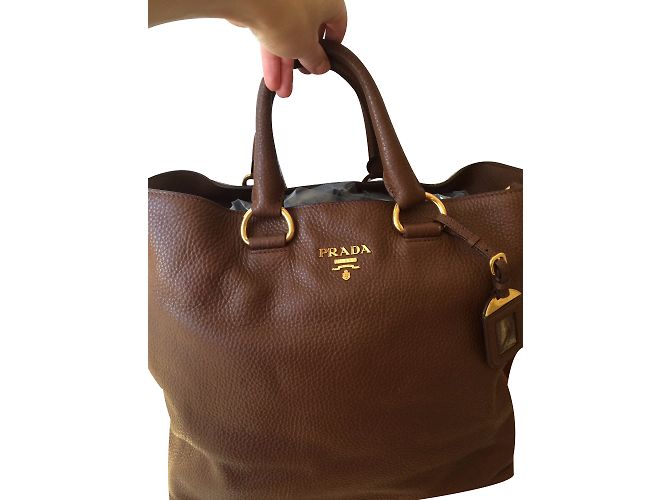 Borsa a mano Prada in pelle marrone - vista 2