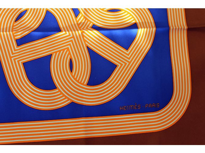 Hermès Silk scarf Blue Orange - view 2