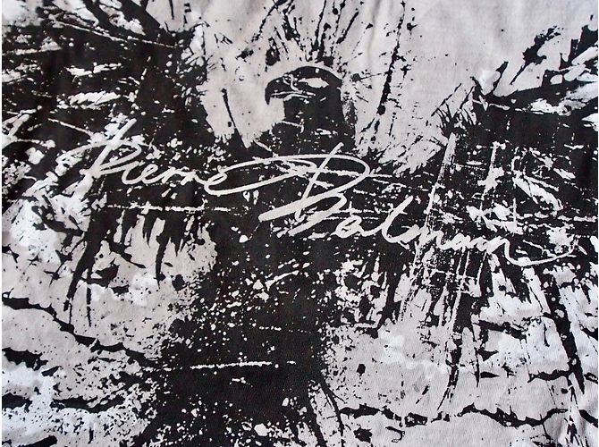 Top Pierre Balmain con Motivo Aquila Graffiti Grigio in Cotone - vista 3